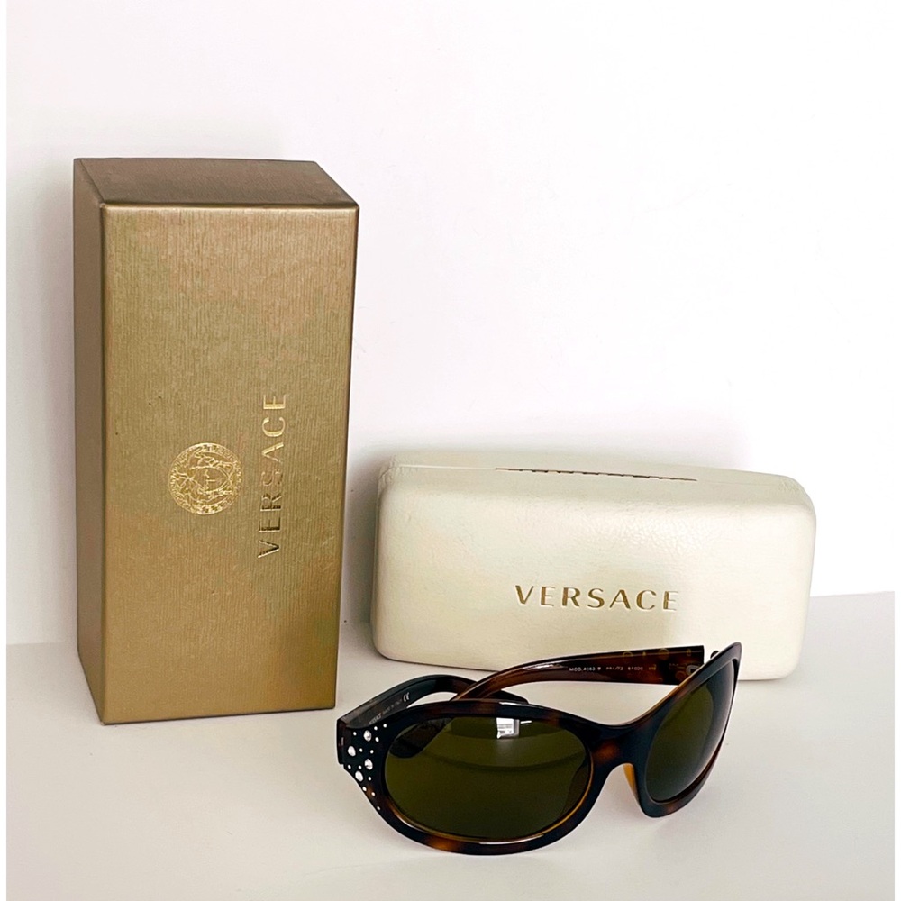 VERSACE Embellished Oval Wrap Sunglasses